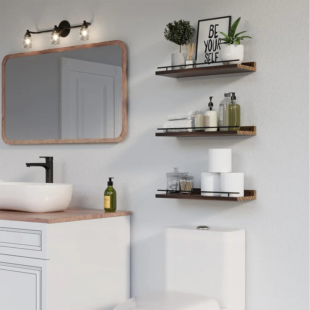 Wooden Wall Shelf: Bathroom Storage & Decor